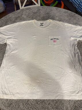 Uniqlo White Short-Sleeve Pocket Tee with Pink Logo